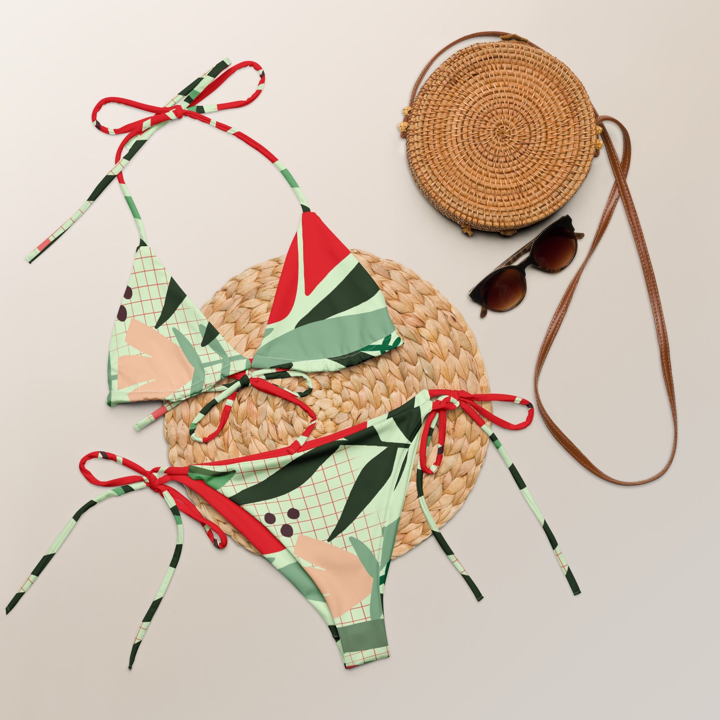All-over print recycled string bikini