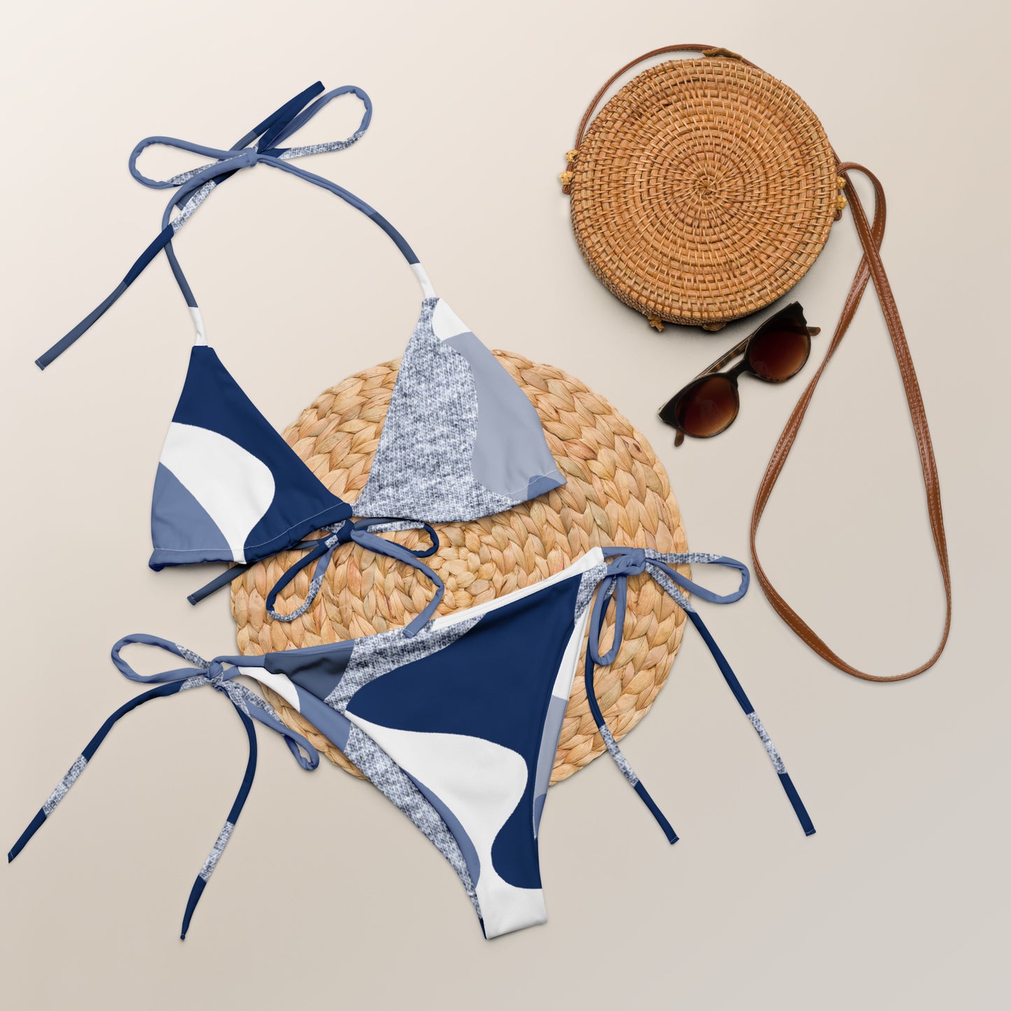 All-over print recycled string bikini