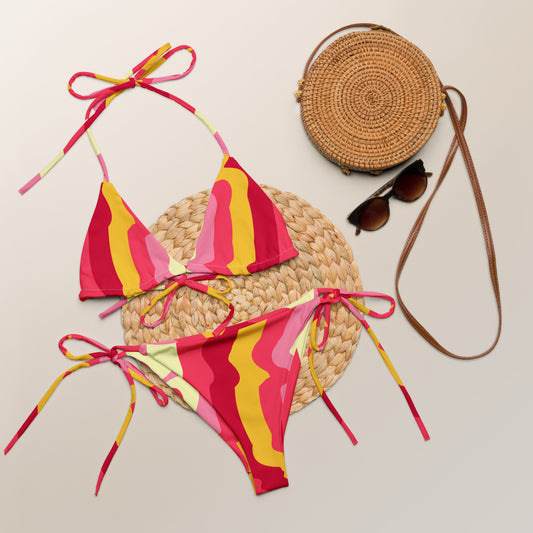 All-over print recycled string bikini