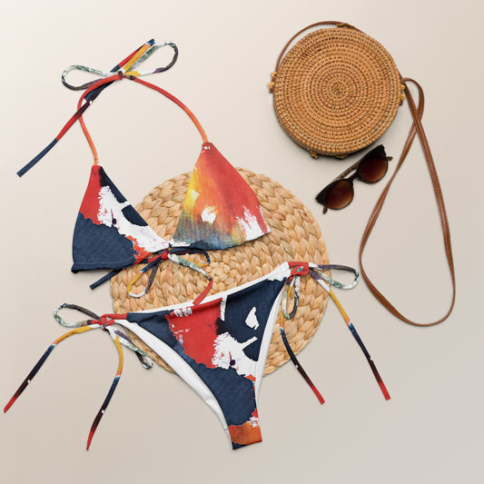 All-over print recycled string bikini